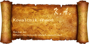 Kovalcsik Ahmed névjegykártya